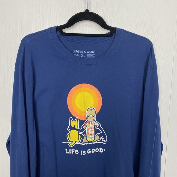 Life is Good Men's Crusher Tee Sunset Buddies Jake and Rocket Long Sleeve Sz XL - Picture 4 of 11